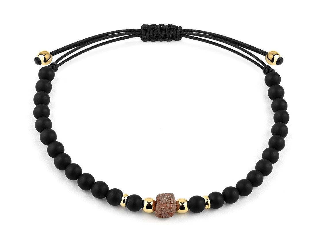 Facet Armband Edelstein Perlen Onyx 18kt Gelbgold 3,9g 