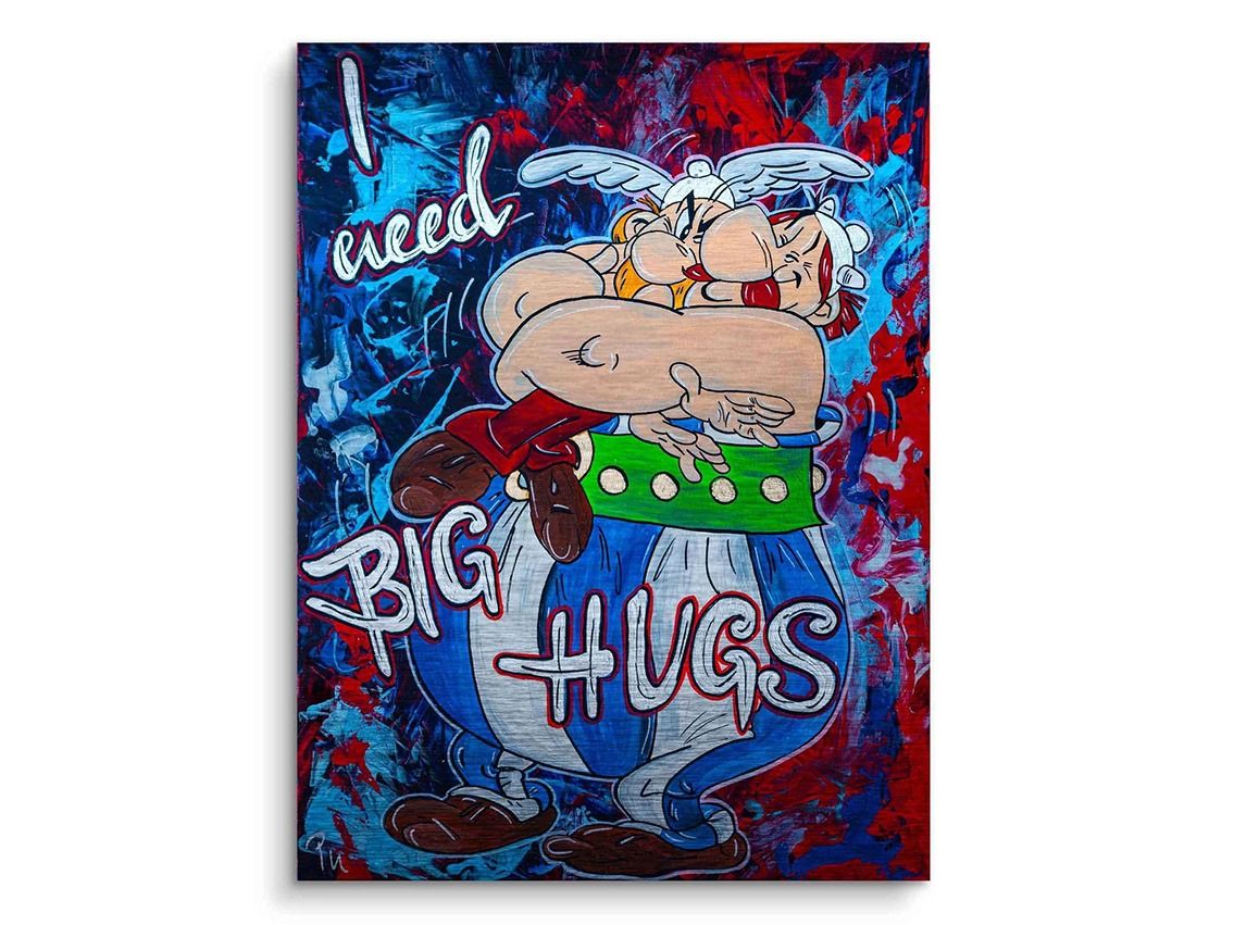 Pop Art Wandkunst Big hugs Aluminium gebürstet 90 x 120cm 