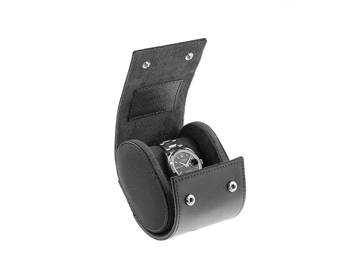 Uhrenbox Watchroll 1 Uhr Leder Black 100 x 80 x 70mm