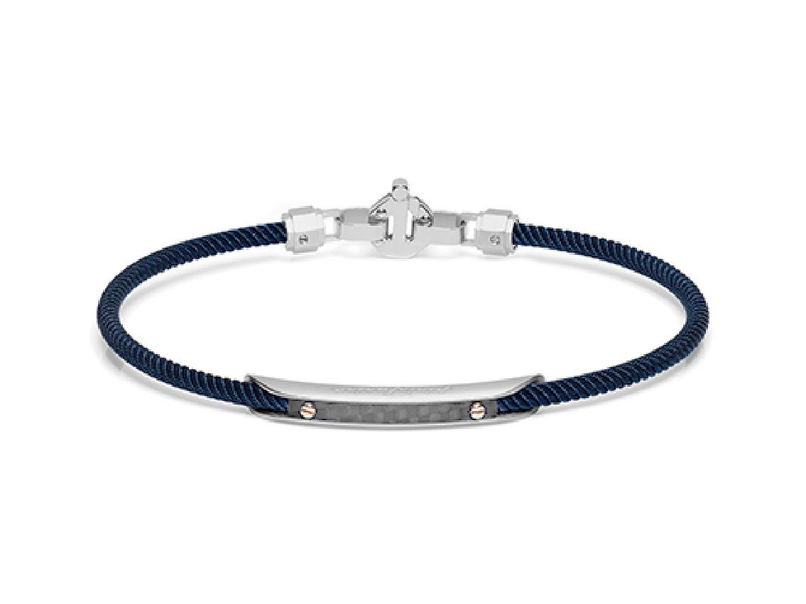 Baraka Armband 18kt Roségold 925er Silber Stahl PVD blau 14,0g Diamant 0,02ct