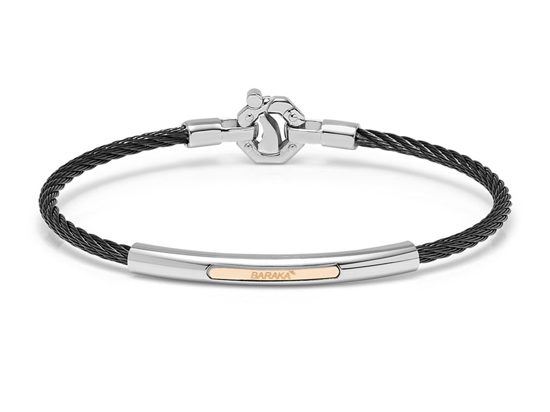 Baraka Armband 18kt Roségold Stahl PVD schwarz 11,0g Diamant 0,02ct