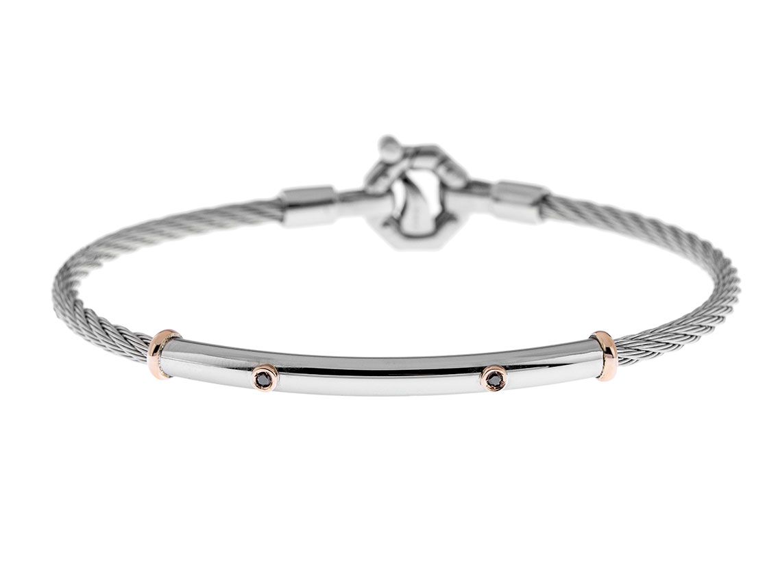 Baraka Armband 18kt Roségold Stahl Diamanten 0,05ct Neu