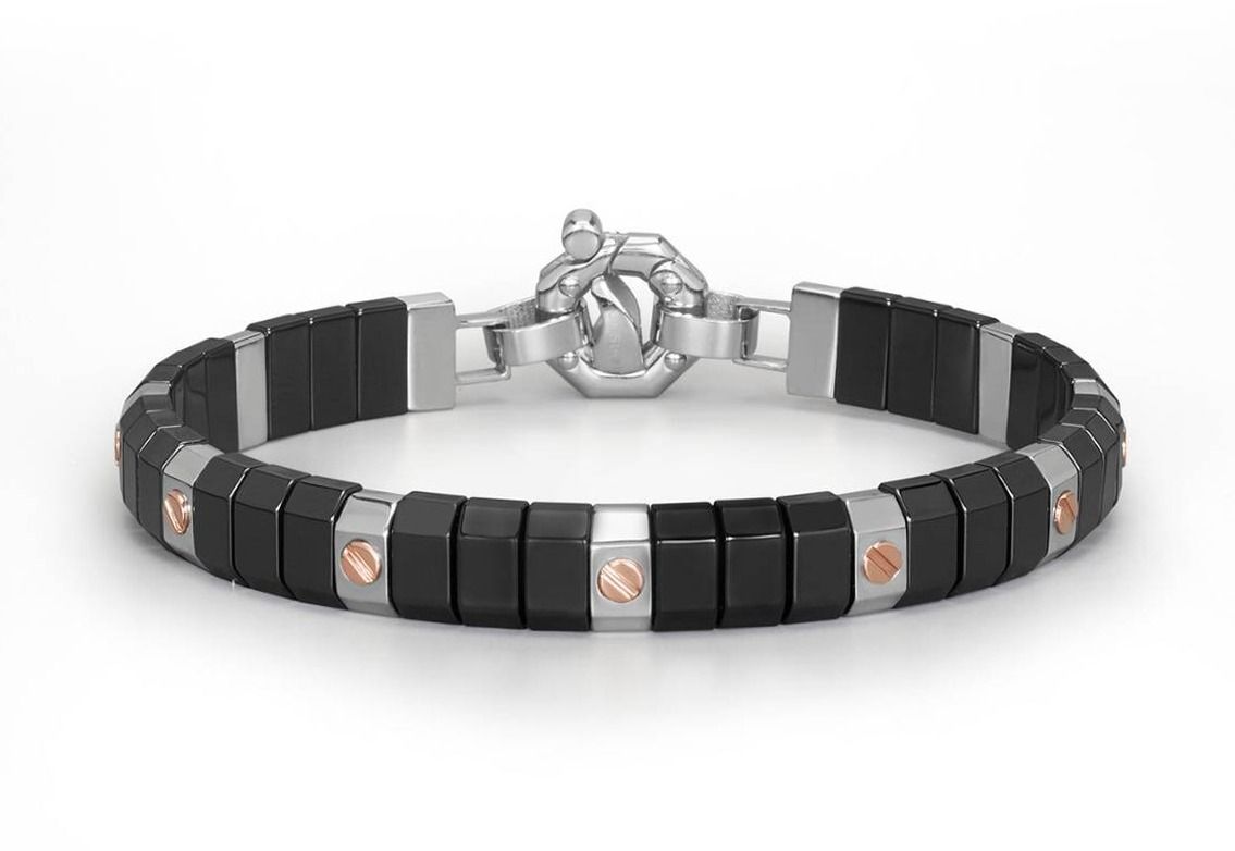 Baraka Armband 18kt Roségold Stahl Keramik Titan 33,0g Diamant 0,02ct