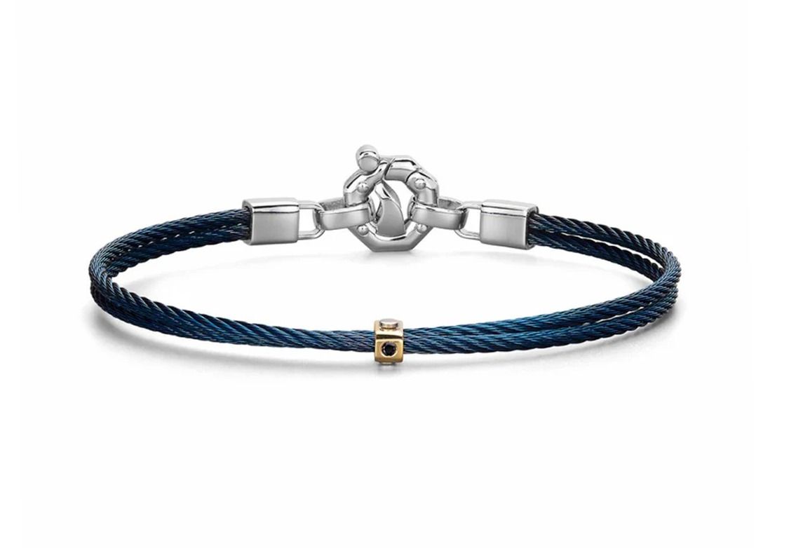 Baraka Armband 18kt Roségold Stahl PVD blau Diamanten 0,02ct