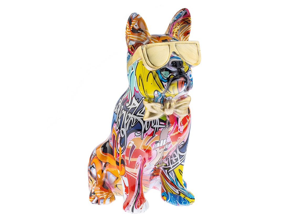 Pop Art Skulptur Französische Bulldogge Graffiti 25 x 18cm 