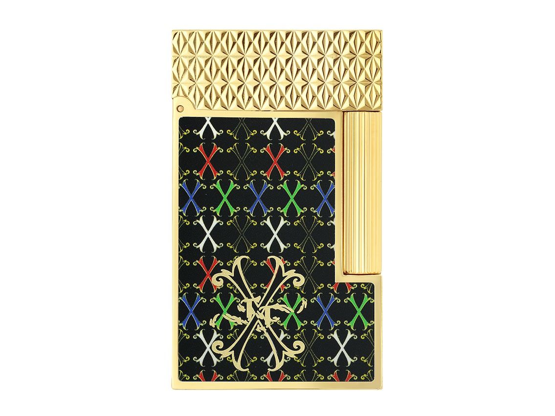 S.T. Dupont Ligne 2 Feuerzeug Fuente Schwarz Gelbgold Ref.C16060CL Full Set