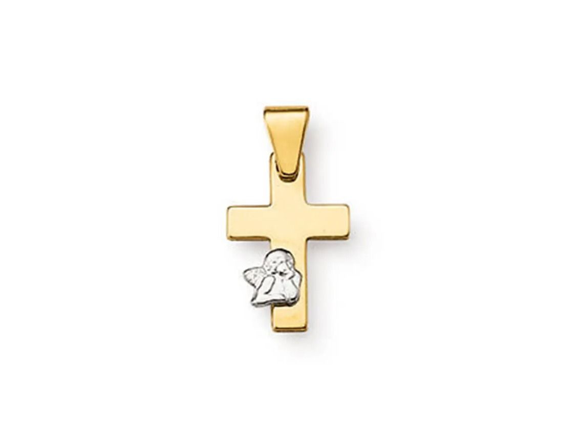 Palido Anhänger Kreuz Engel 14kt Gelb/Weißgold 0,4g