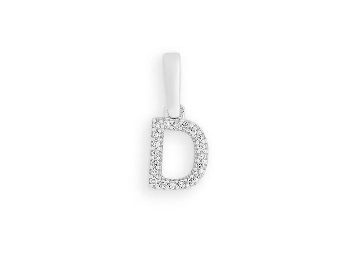 Palido Anhänger Buchstabe "D" 14kt Weißgold Diamanten 0,03ct