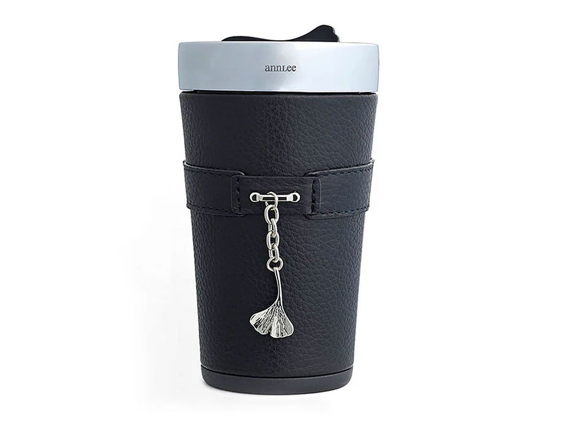 AnnLee Cup Thermobecher Leder Black Ginkgo