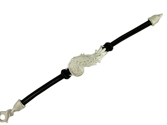 Drachenfels Armband "Flügel" Silber mit Lederband Neu
