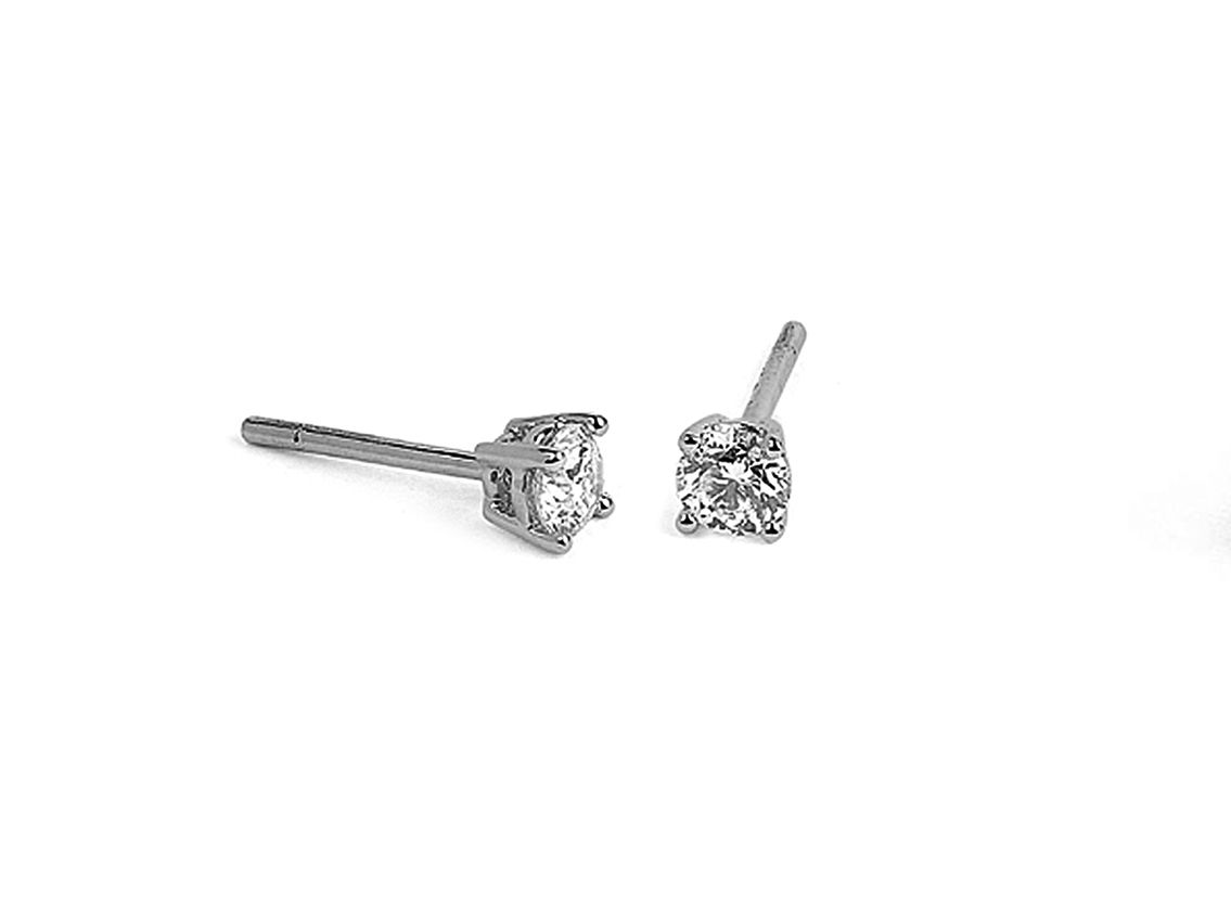 Ohrstecker Solitär 18kt Weißgold 0,6g Diamanten 0,15ct
