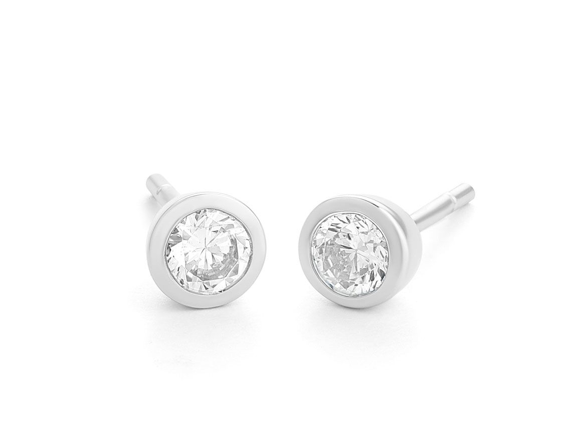 Facet Ohrstecker Solitär 18kt Weißgold 1,6g Diamanten 0,50ct 