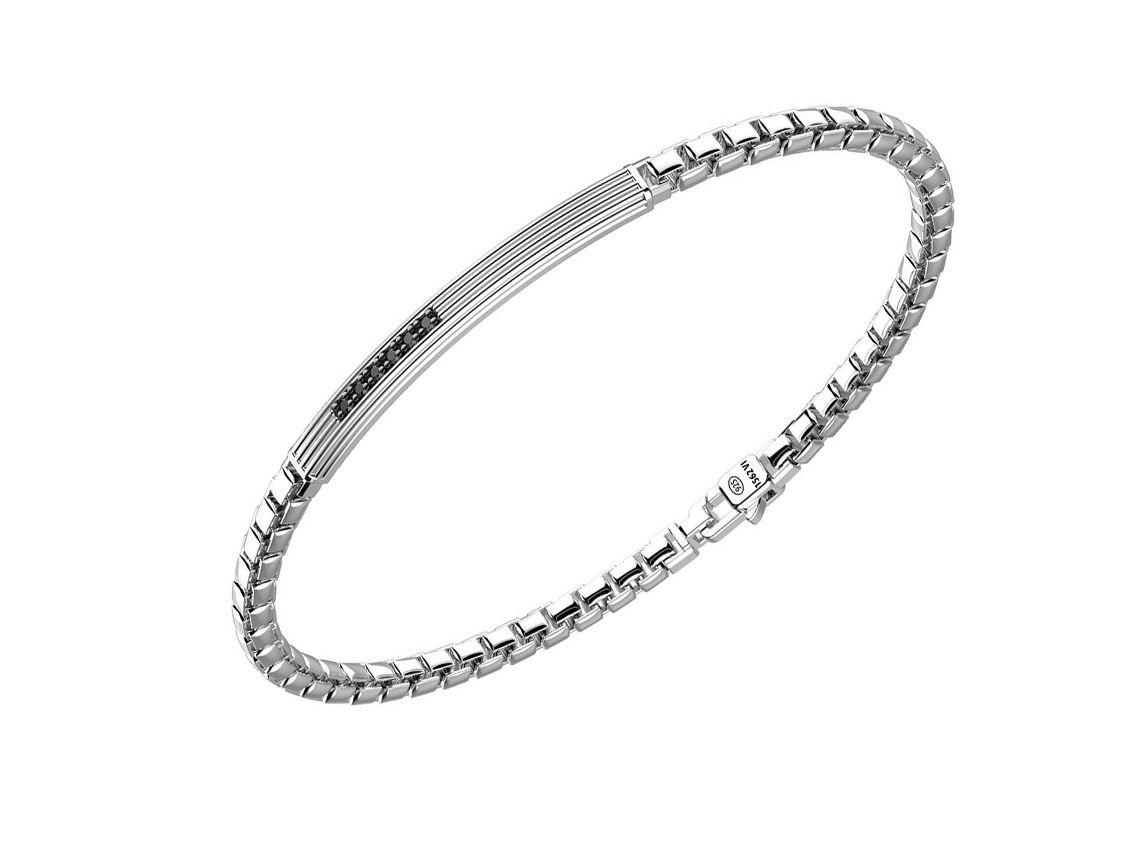 Zancan Armband 925 Sterlingsilber 11,9g Edelstein schwarz