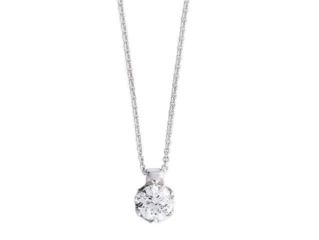 Palido Halskette Solitär 14kt Weißgold 1,4g Diamant 0,22ct Länge 420mm 