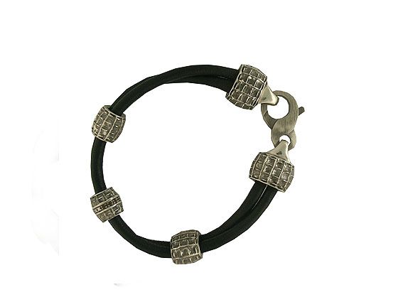 Drachenfels Armband Leder Silber Rauchquarzpaveé Vintage Look Neu