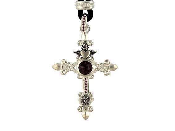 Drachenfels Kreuz Anhänger "Carpe Diem" Silber mit Lederband Neu