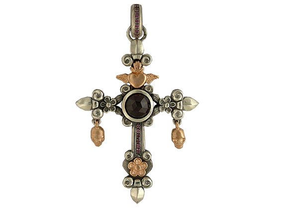 Drachenfels Kreuz Anhänger "Carpe Diem" Silber Vintage Neu
