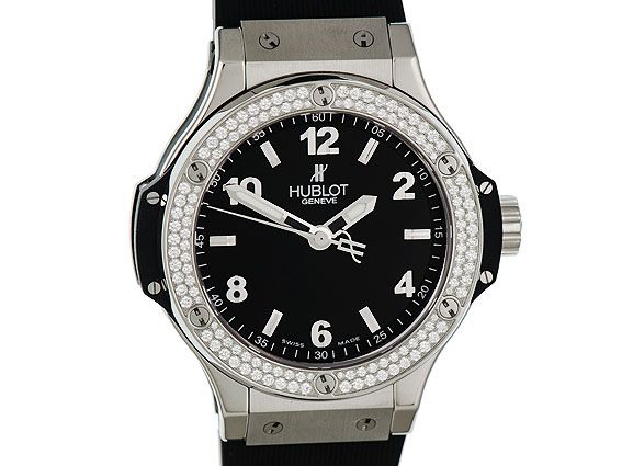 Hublot Big Bang Stahl Diamanten Quarz Armband Kautschuk 38mm Ungetragen