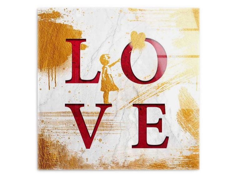 Pop Art Wandkunst Flying Love Acrylglas 100 x 100cm