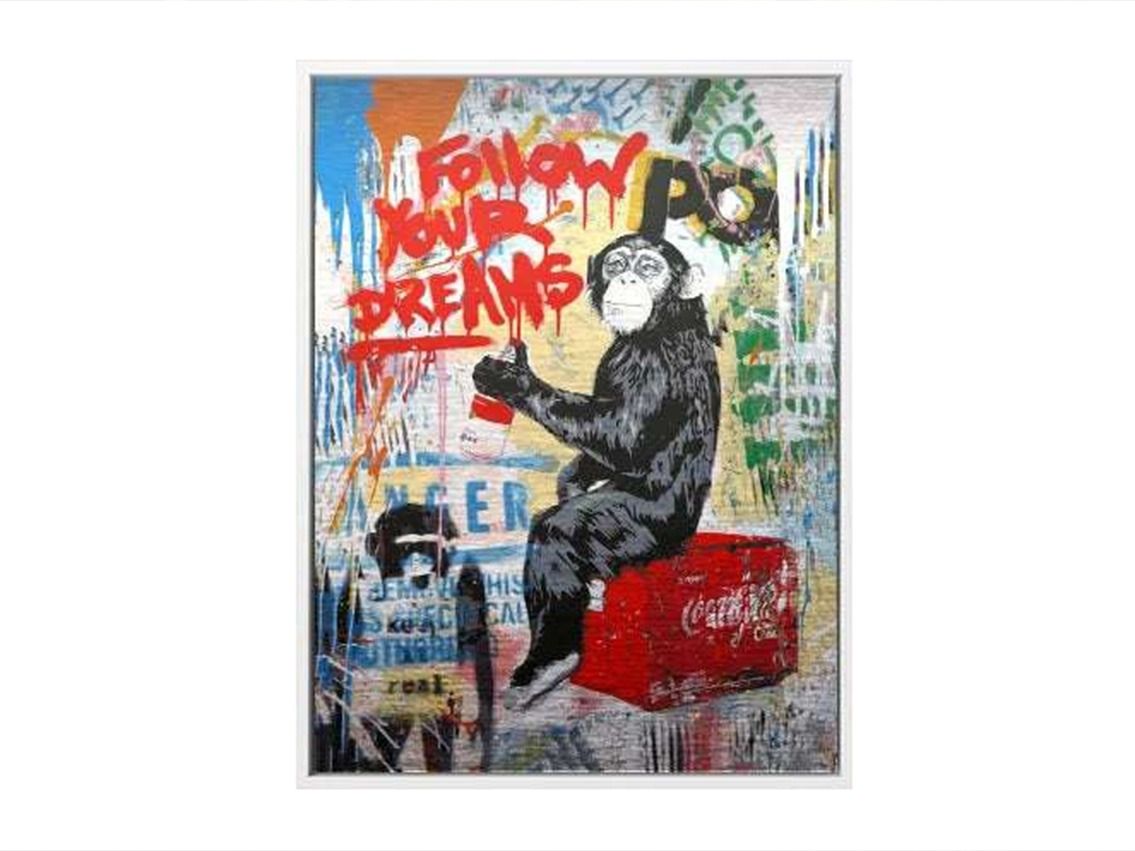 Pop Art Wandkunst Follow Dreams Acrylglas " Motiv Banksy " 80 x 120cm 