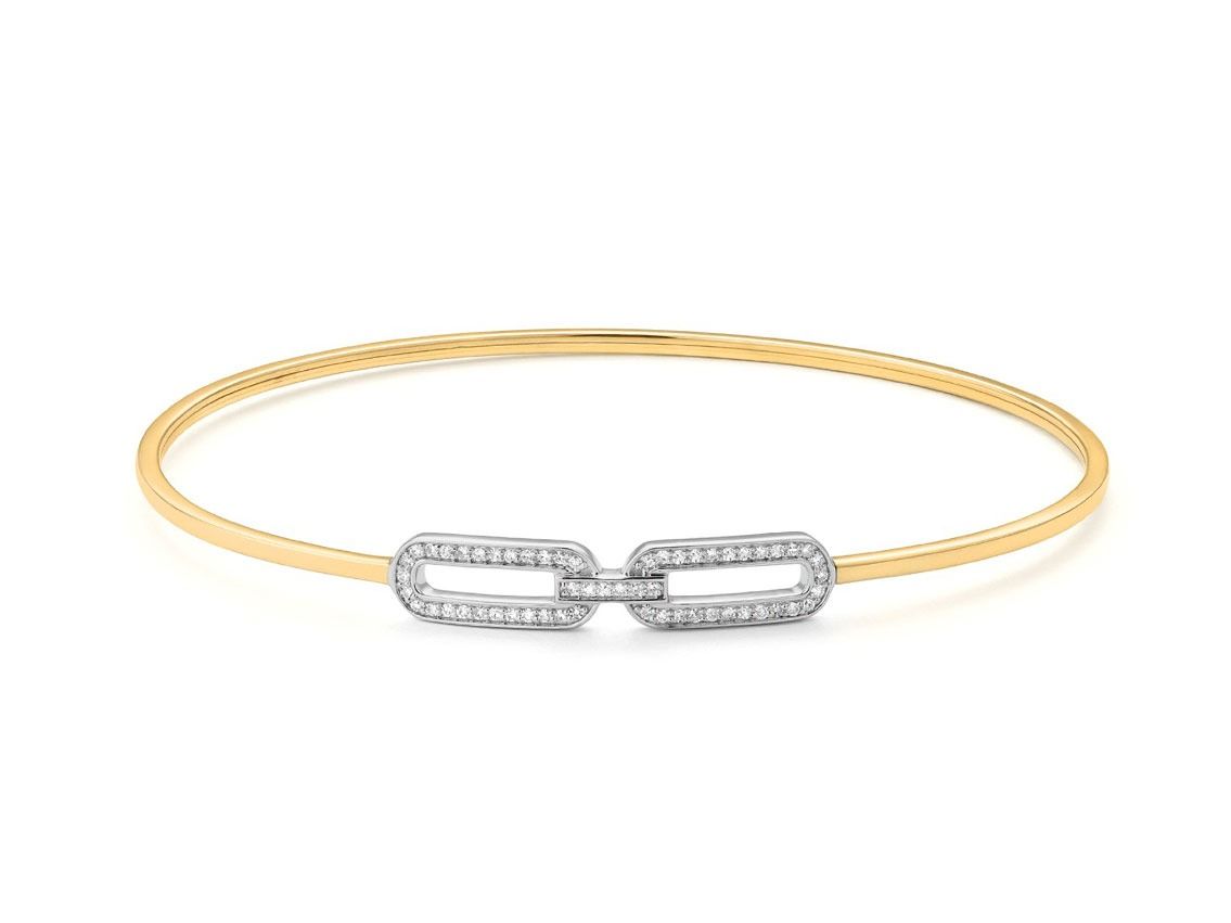 Facet Armreif 18kt Gelb/Weißgold 4,2g Diamanten 0,15ct