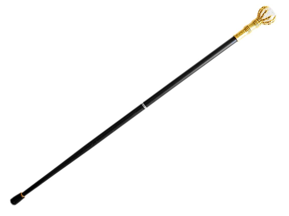Gehstock 3 teilig verschraubbar Schwarz Gold 90cm 