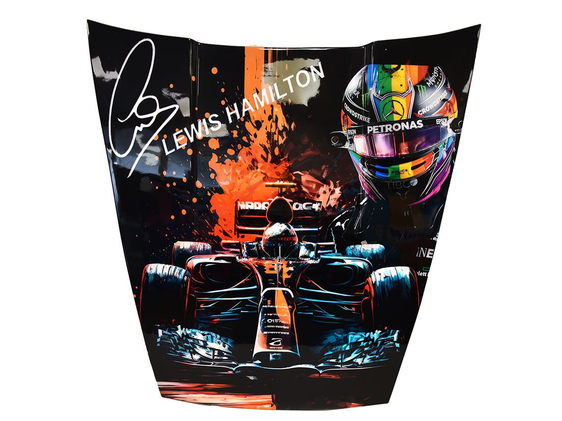 Pop Art Motorhaube Tall Lewis Hamilton 130 x 120cm 