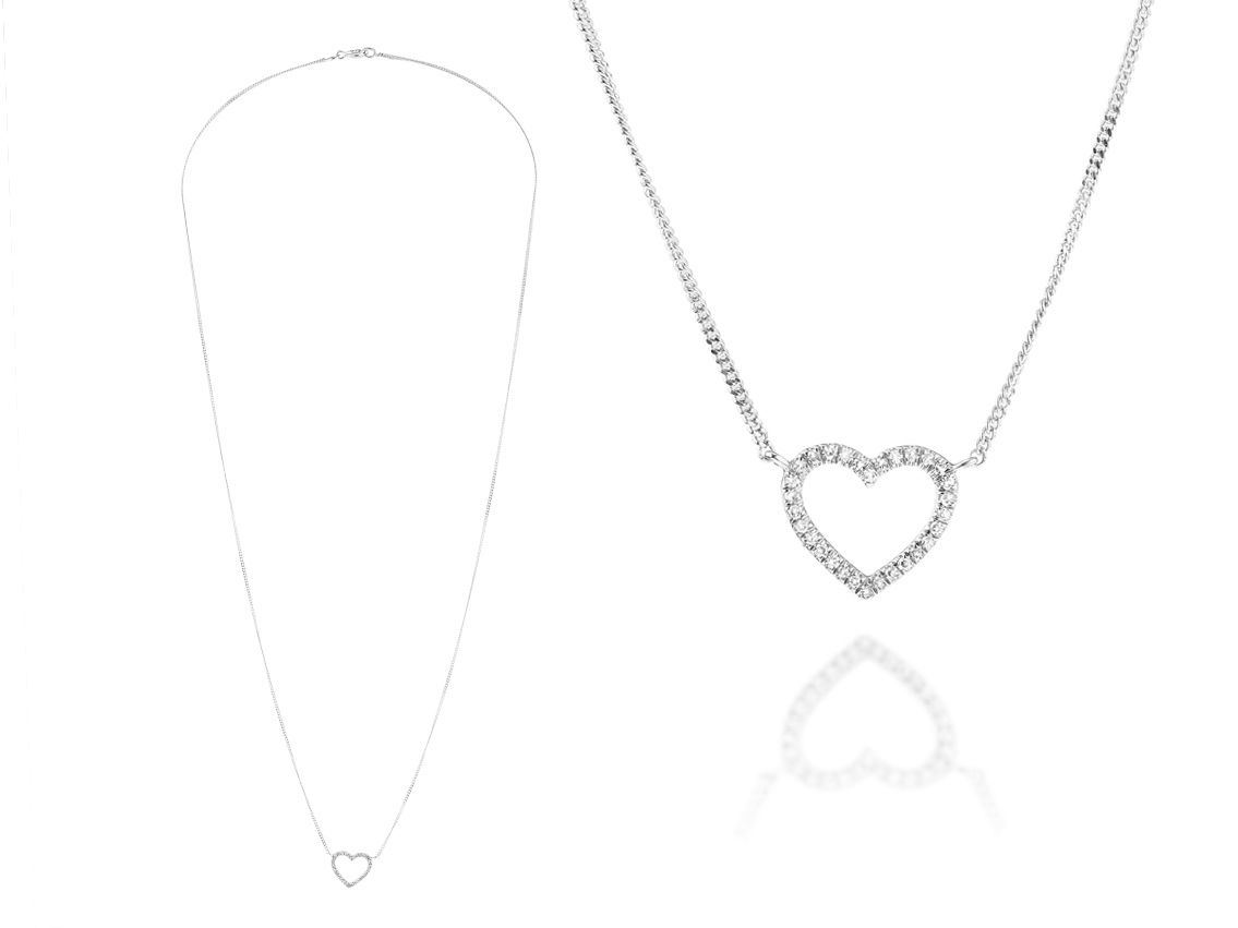 Palido Halskette Anhänger Herz 14kt Weißgold 1,0g Diamanten 0,05ct mit Box