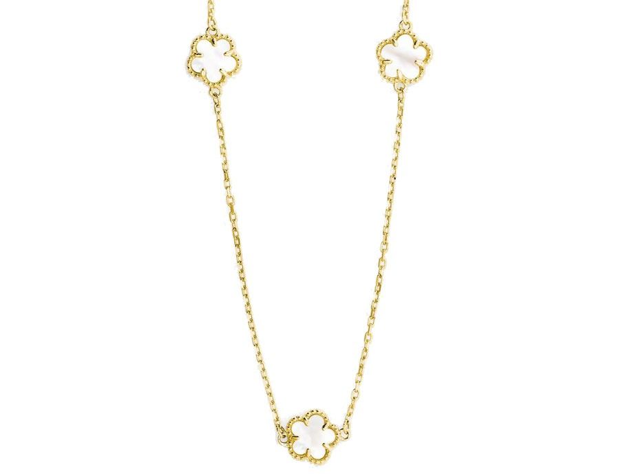 Palido Halskette Anhänger Blumen 14kt Gelbgold 2,6g Perlmutt 450mm 