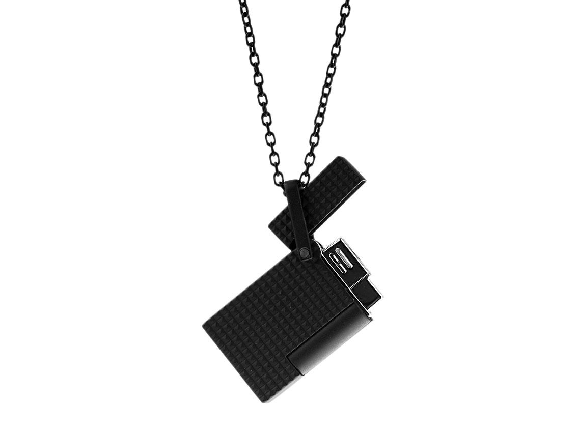 S.T. Dupont Kette Feuerzeug Necklace Lighter Matte Black Ref.K27068CH Full Set