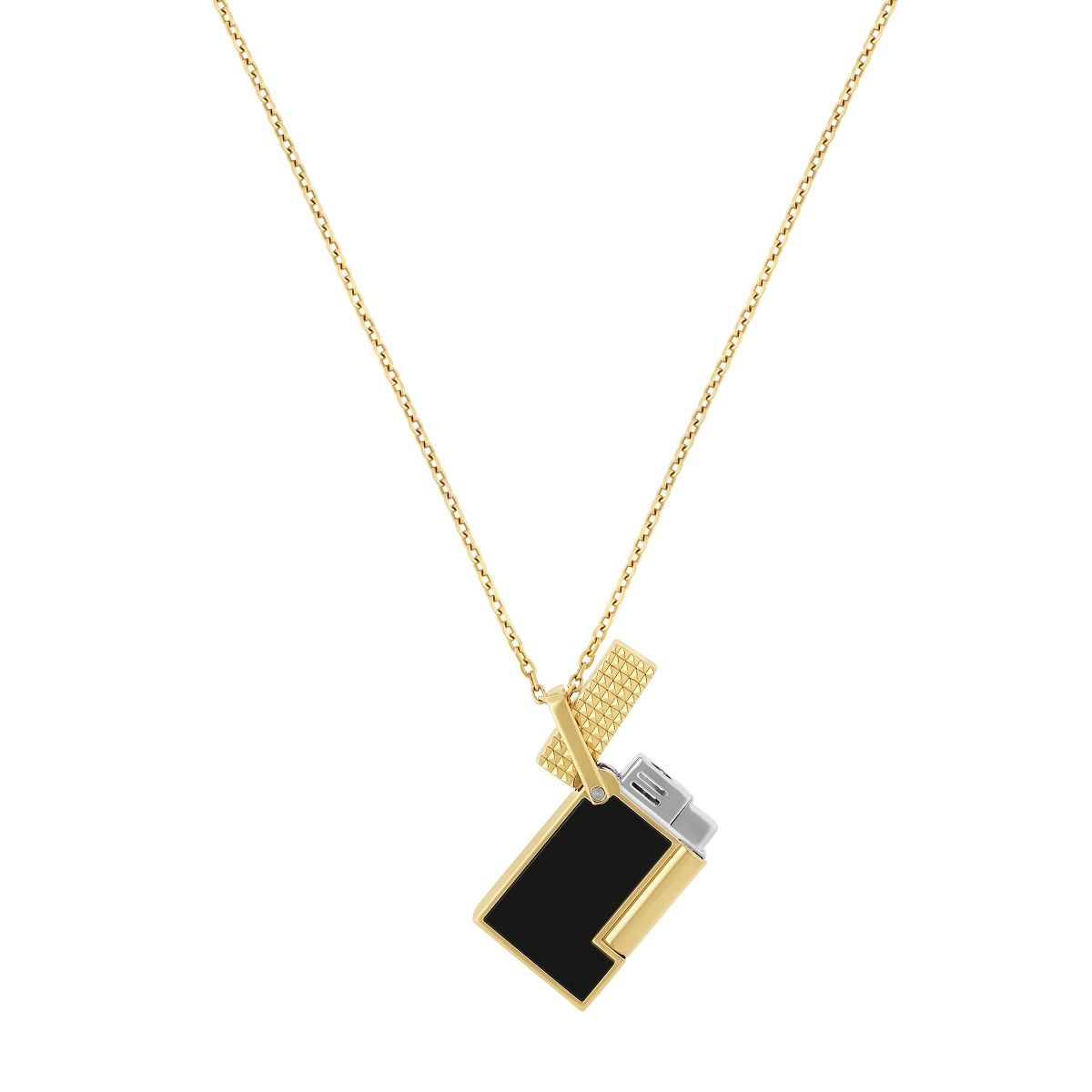 S.T. Dupont Kette Feuerzeug Necklace Lighter Gold Schwarz Ref.K27077CH Full Set