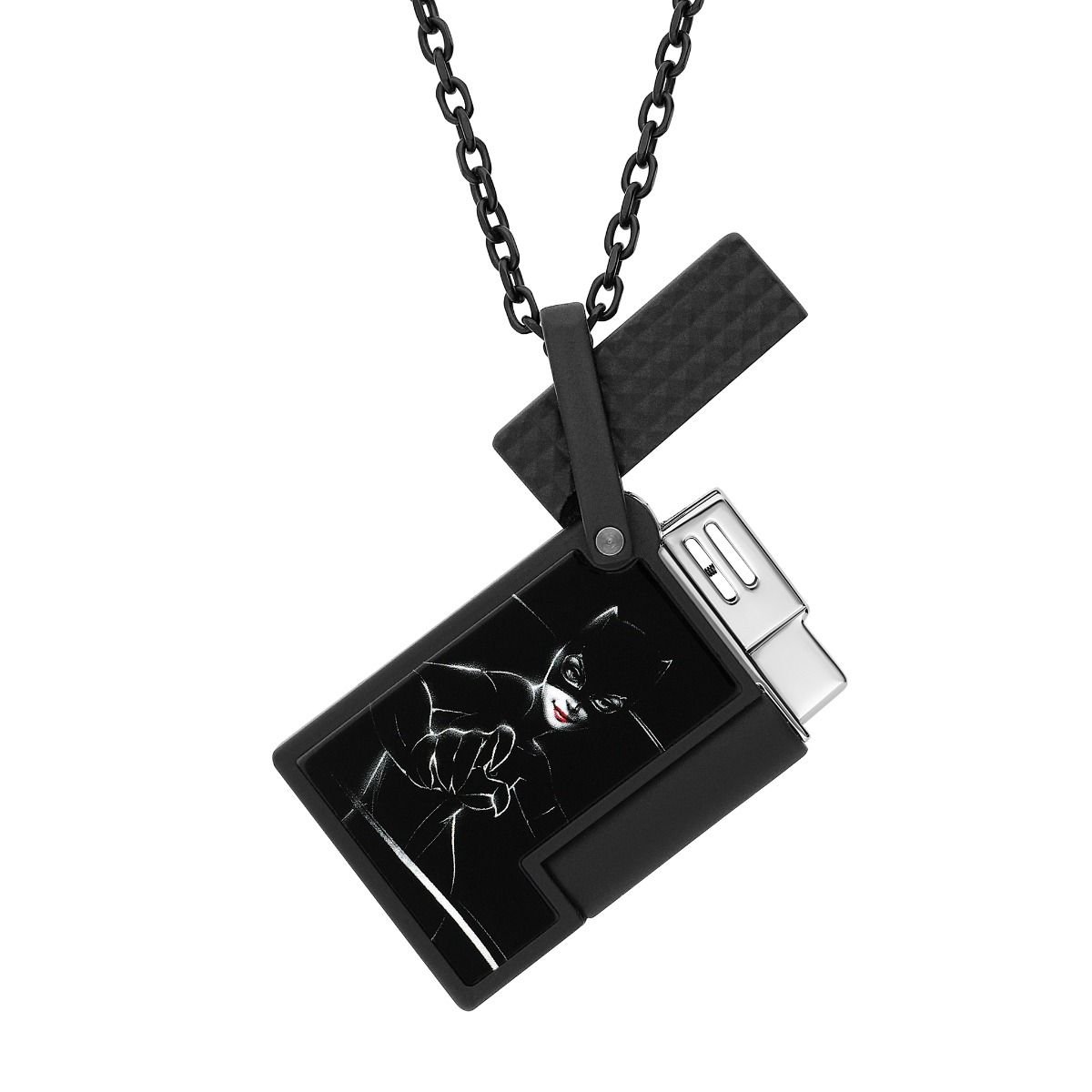 S.T. Dupont Kette Feuerzeug Necklace Lighter Matte Black Catwoman Ref.K27220CH Full Set