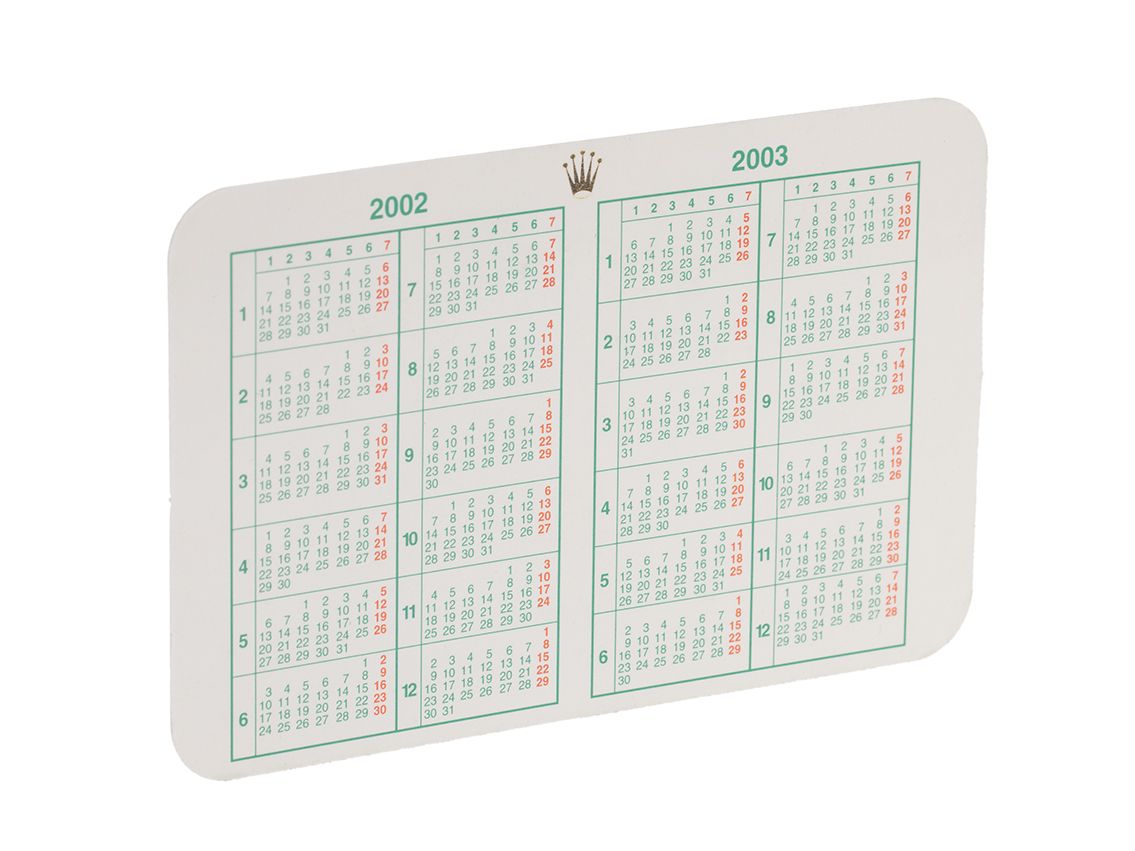 Rolex Kalender 2002 / 2003 100 x 65mm