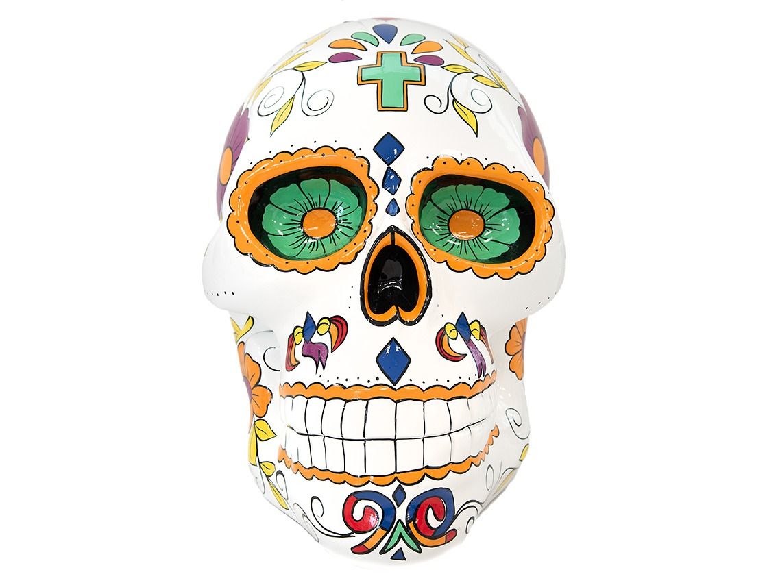 Pop Art Skulptur Totenkopf White 65 x 60cm