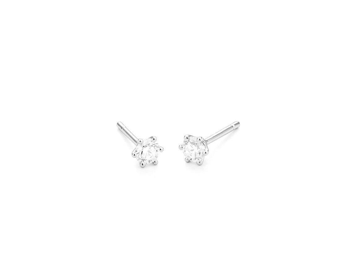 Facet Ohrstecker Solitär 950 Platin 1,4g Diamanten 0,20ct
