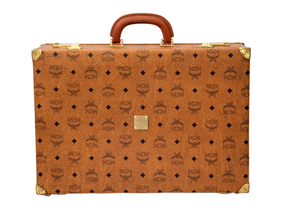 MCM Heritage einzigartiger Ralf Häffner Aktenkoffer Leder Braun Gold Original Vintage