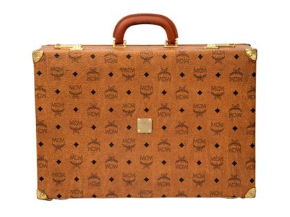 MCM Heritage einzigartiger Ralf Häffner Aktenkoffer Leder Braun Gold Original Vintage