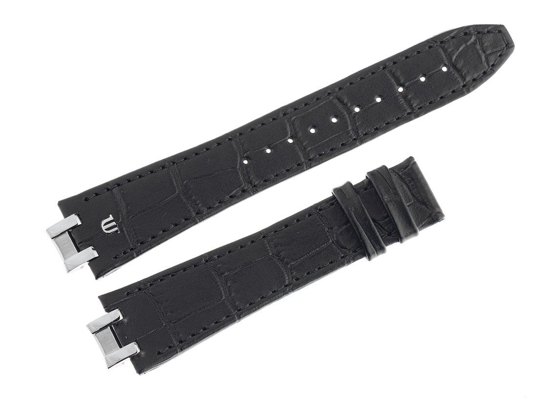 Maurice Lacroix Aikon Armband Leder schwarz 23mm Neu 