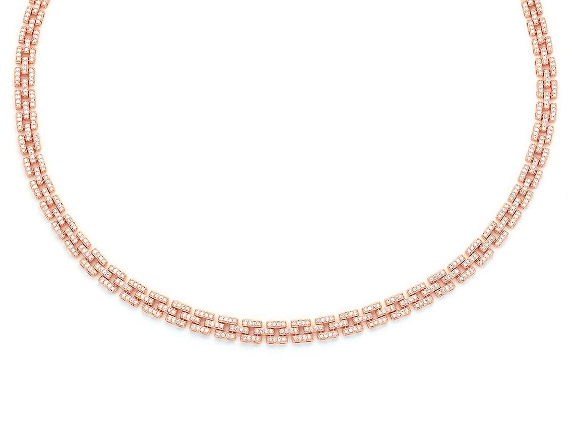 Facet Halskette 18kt Roségold 24,9g Diamanten 2,80ct 420mm 