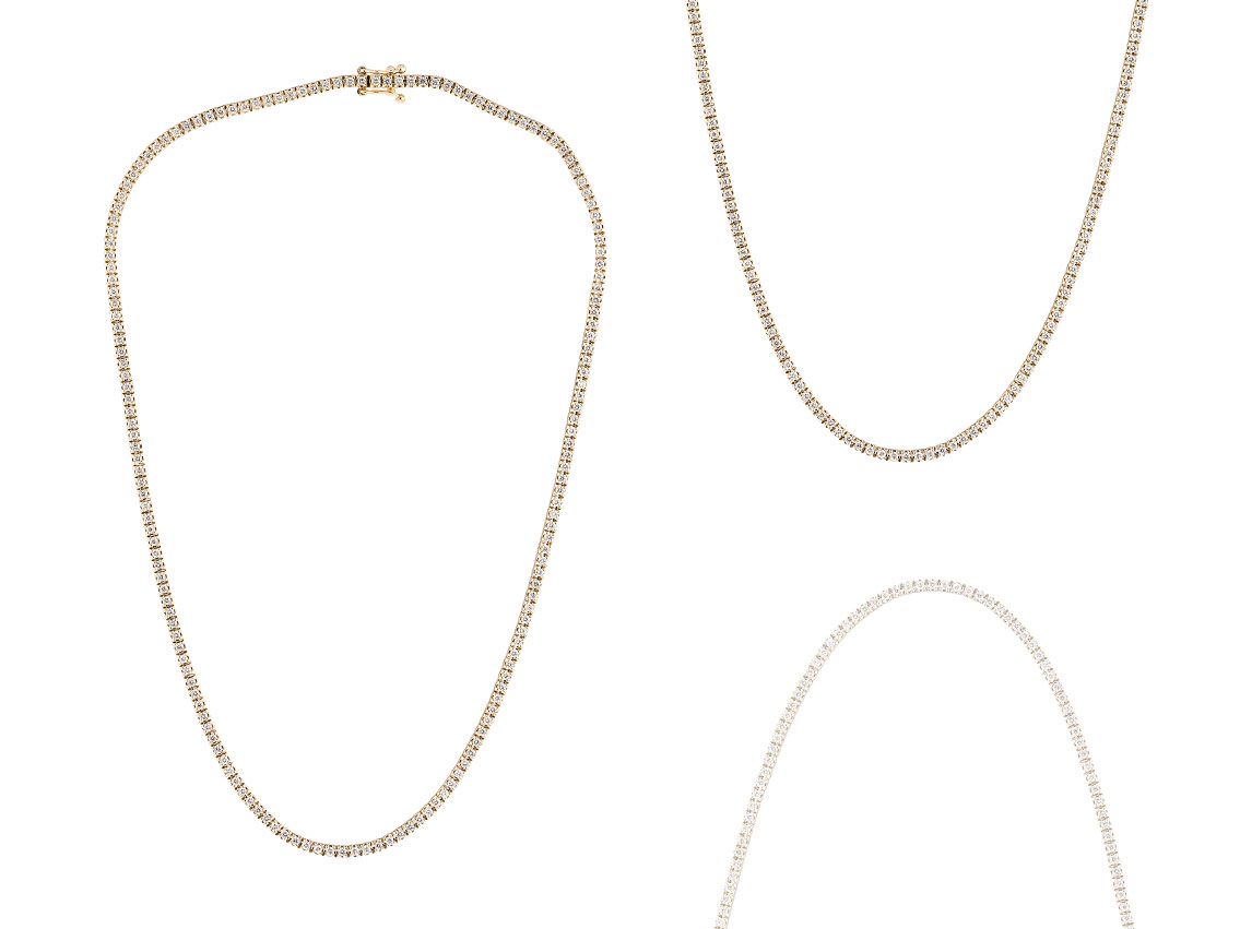 Facet Halskette Tennis 18kt Gelbgold 15,9g Diamanten 2,44ct 420mm