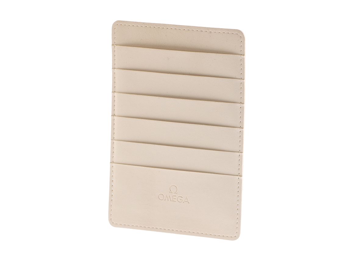 Omega Card Holder Leder Beige 115 x 15mm