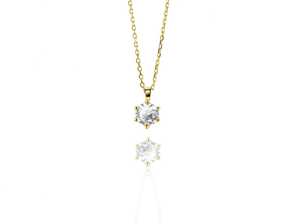 Halskette Solitär 18kt Gelbgold 2,4g Diamant 1,00ct 420mm