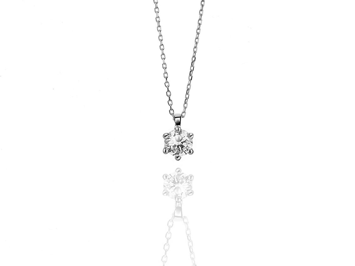Facet Halskette Solitär 950 Platin 2,1g Diamant 0,50ct 420mm