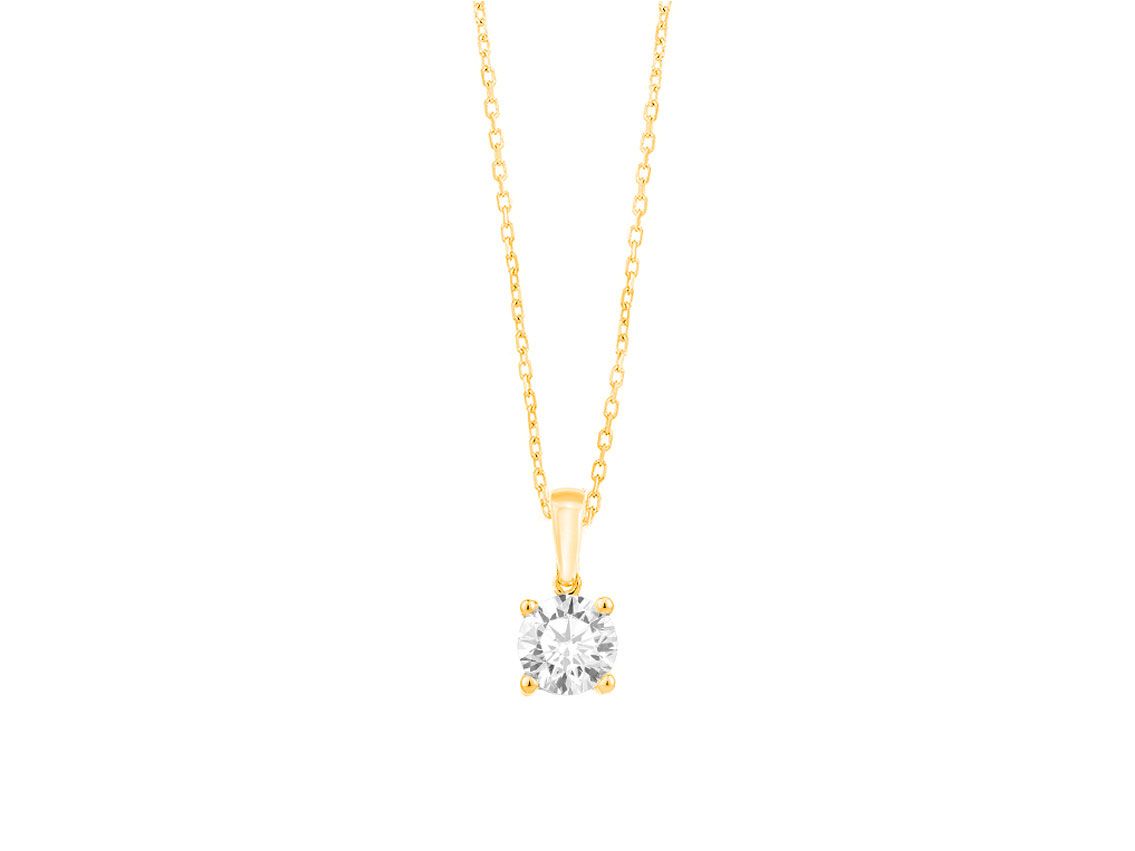Facet Halskette Anhänger 18kt Gelbgold 2,1g Diamant 0,70ct 420mm mit GIA-Zertifikat