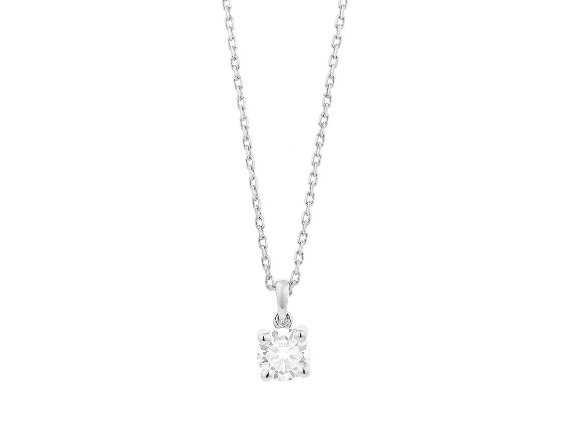 Facet Halskette Anhänger 18kt Weißgold 1,5g Diamant 0,25ct 420mm 