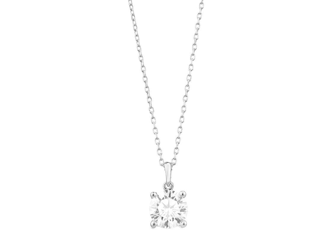Facet Halskette Anhänger 18kt Weißgold 1,9g Diamant 0,50ct 420mm 