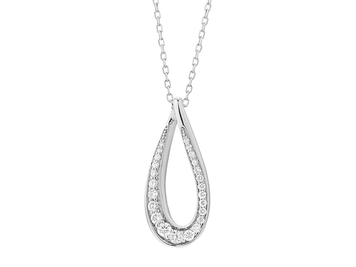 Facet Halskette Anhänger 18kt Weißgold 2,8g Diamanten 0,20ct 