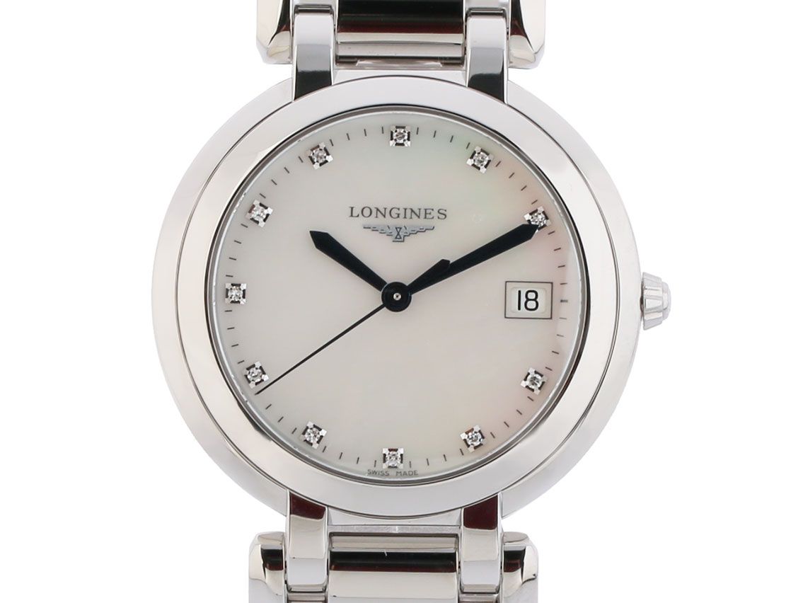 Longines PrimaLuna Stahl Diamond Quarz Stahlband 34mm Ungetragen