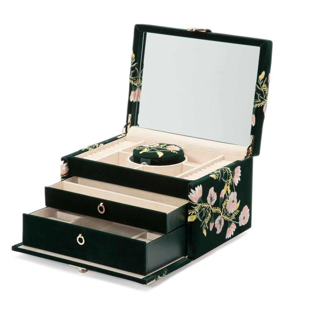 Wolf Zoe Medium Jewellery Box Forest Green  289 x 230 x 210mm