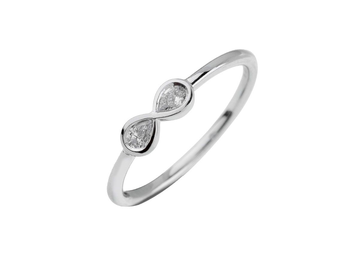 Facet Ring 18kt Weißgold 1,7g Diamanten 0,20ct Neu